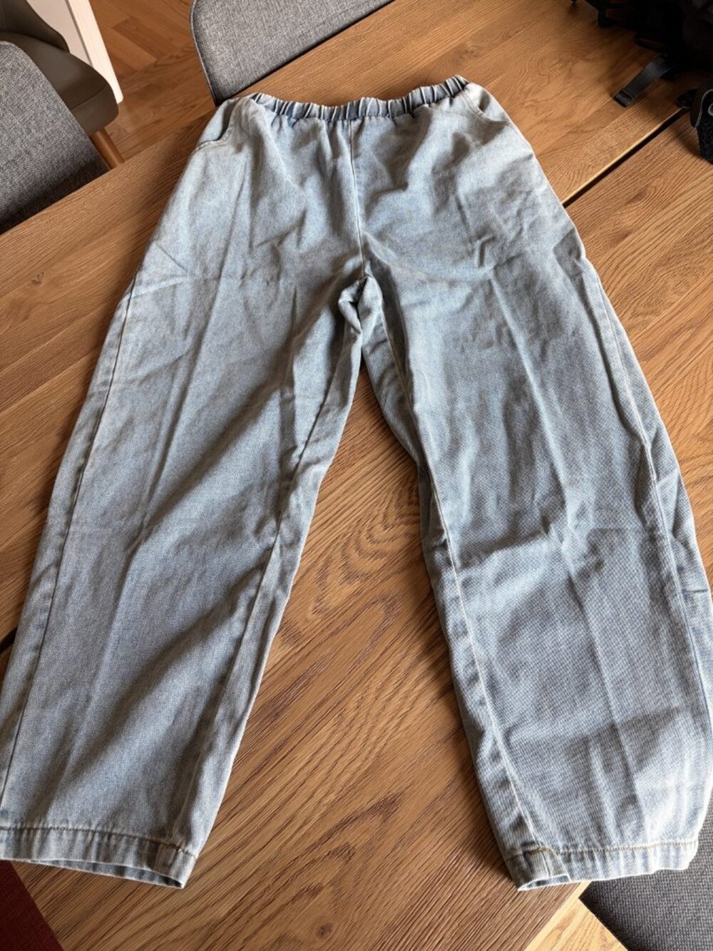 NWT Grade & Gather Light Wash Pull-On Denim Pants Elastic Waist Size S